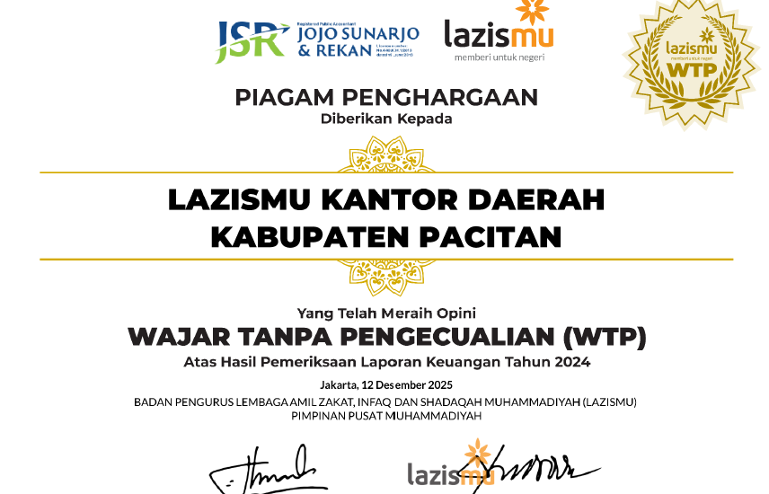 Sertifikat Wajar Tanpa Pengecualian (WTP) Tahun Pembukuan 2024